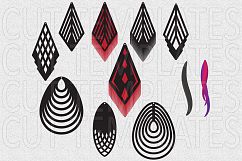 faux leather earring teardrop earrings pendant svg cutting Product Image 2
