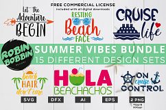 Summer Vibes Bundle of 15 Designs - SALE - Files for Cutting Machines Cameo Cricut, Flamingo, Be A Pineapple, Shady Beach, Vacation, Spring Product Image 1