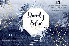 Dainty blue watercolor clipart. Navy blue wedding design. Product Image 2