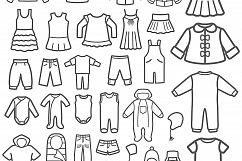   Set of clothing, shoes, accessories line and flat icons. Women&#039;s , Men&#039;s and Children&#039;s fashion. Seamless patterns with icons.  Product Image 6