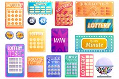 Lottery icons set, cartoon style Product Image 1