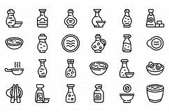 Soy sauce icons set, outline style Product Image 1