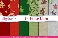 Christmas Linen Digital Paper Product Image 1