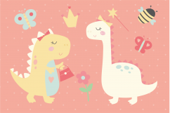 Girl Dinos, digital clipart and paper set Product Image 3