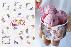 Watercolor Sparkly unicorns PNG set Product Image 3