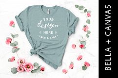 Heather Prism Dusty Blue Bella Canvas 3001 T-Shirt Mockup Product Image 1