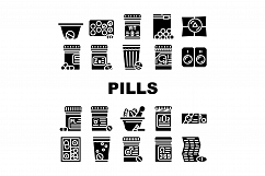 Pills Medicaments Collection Icons Set Vector Illustration Product Image 1