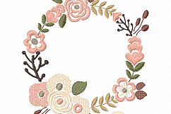 Floral Wreath Font Frame Monogram Design - EMBROIDERY DESIGN FILE - Instant download - Vp3 Hus Dst Exp Jef Pes formats 5 sizes 3,4,5,6,7inch Product Image 5