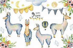 Cute llamas. Watercolor animals clipart Product Image 9