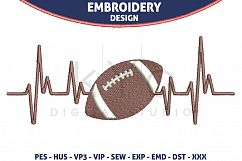 American Football Heartbeats HUS VP3 EXP VIP PES Embroidery files, American football Embroidery design files Product Image 1