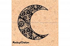 Moon Floral Lace Mandala Halloween Decor svg Product Image 1