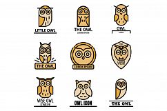 Owl logo set vector flat Product Image 1