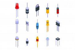 Diode icons set, isometric style Product Image 1