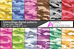 camouflage digital papers, camouflage pattern, digital papers, high quality 300 dpi, 12 x 12 inch , and 8.5 x 11 inch Product Image 1
