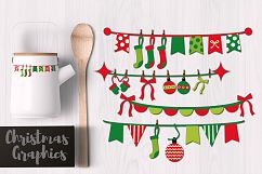 Christmas Pennant Bunting Banners Clip art Graphics Product Image 1