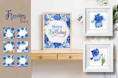 Blue bearded iris PNG watercolor set Product Image 3