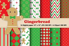 Gingerbread Digital Paper, christmas digital paper, Holiday Background, Gingerbread men digital paper. Product Image 1