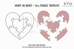 Heart Shape Jigsaw Puzzle Template AI EPS SVG DXF PNG files Product Image 1