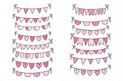 Cute Valentine love buntings clipart pink clip art Product Image 1