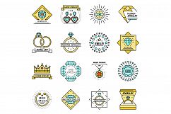 Jewellery icon set line color vector Product Image 1