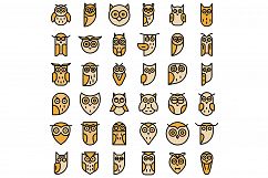 Owl icons set vector flat Product Image 1