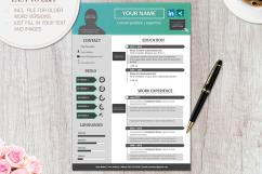Modern Resume Template - CREATIVE - Professional CV Template for Word (A4 Format) *fully customizable* Product Image 2