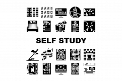 Self Study Lessons Collection Icons Set Vector Product Image 1