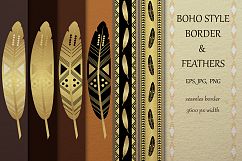 Boho style tribal border and feather collection Product Image 1