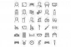 Aged nursing home icons set, outline style Product Image 1