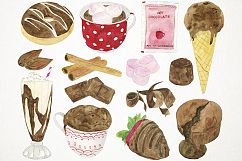Watercolor Chocolate Clipart, Chocolate Illustration Product Image 2