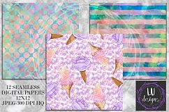 Ice Creams Digital Papers, Summer Seamless Patterns, Dessert Backgrounds Product Image 4