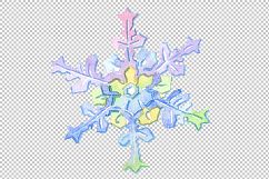 Aquarelle colorful snowflakes PNG set Product Image 4