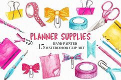 Watercolor Planner Supplies Clipart Product Image 1