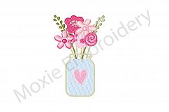 Flowers Embroidery Design, Floral Vase Design Product Image 1