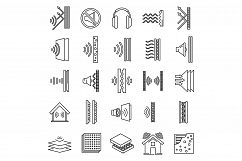 Studio soundproofing icons set, outline style Product Image 1