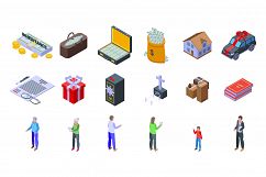 Inheritance icons set, isometric style Product Image 1