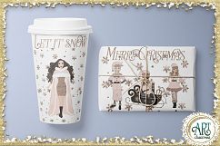 Christmas Snow Queen in Rose Gold Glitter and Pink 21 PNG Product Image 16