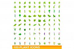 100 plant icons set, cartoon style Product Image 1