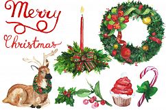 Watercolor Christmas digital clip art Product Image 3