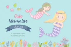 Cute Mermaids Illustration Set Product Image 1