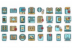 E-book application icons set vector flat Product Image 1