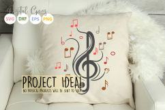 Treble clef with music notes SVG / DXF / EPS / PNG files Product Image 3