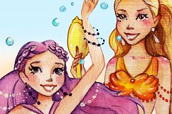 Watercolor Colorful Mermaids by Whimseez Product Image 3