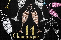 14 Diamond and Pearl Champagne Glass Clip Arts Product Image 1