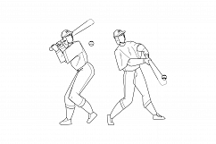 Baseball Player Hit Ball With Bat On Field Vector Product Image 1