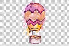 Watercolor pink hot air balloon PNG set   Product Image 2