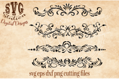  Four Ornamental Flourish Borders Cut File Product Image 1