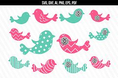 Bird monogram svg dxf cutting files Product Image 1