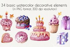 Birthday Party - watercolor clipart Product Image 2