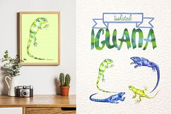 Exotic iguana in a watercolor PNG set Product Image 7